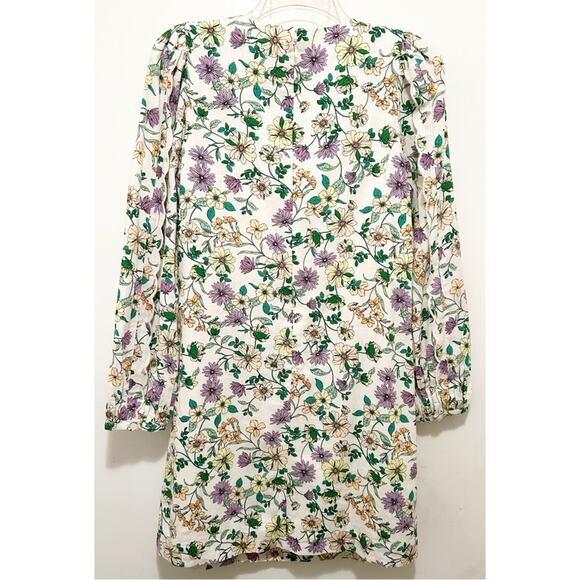 Loft Floral Linen-Blend Long Sleeve Shift Dress Sz.0 NWT - Picture 7 of 7